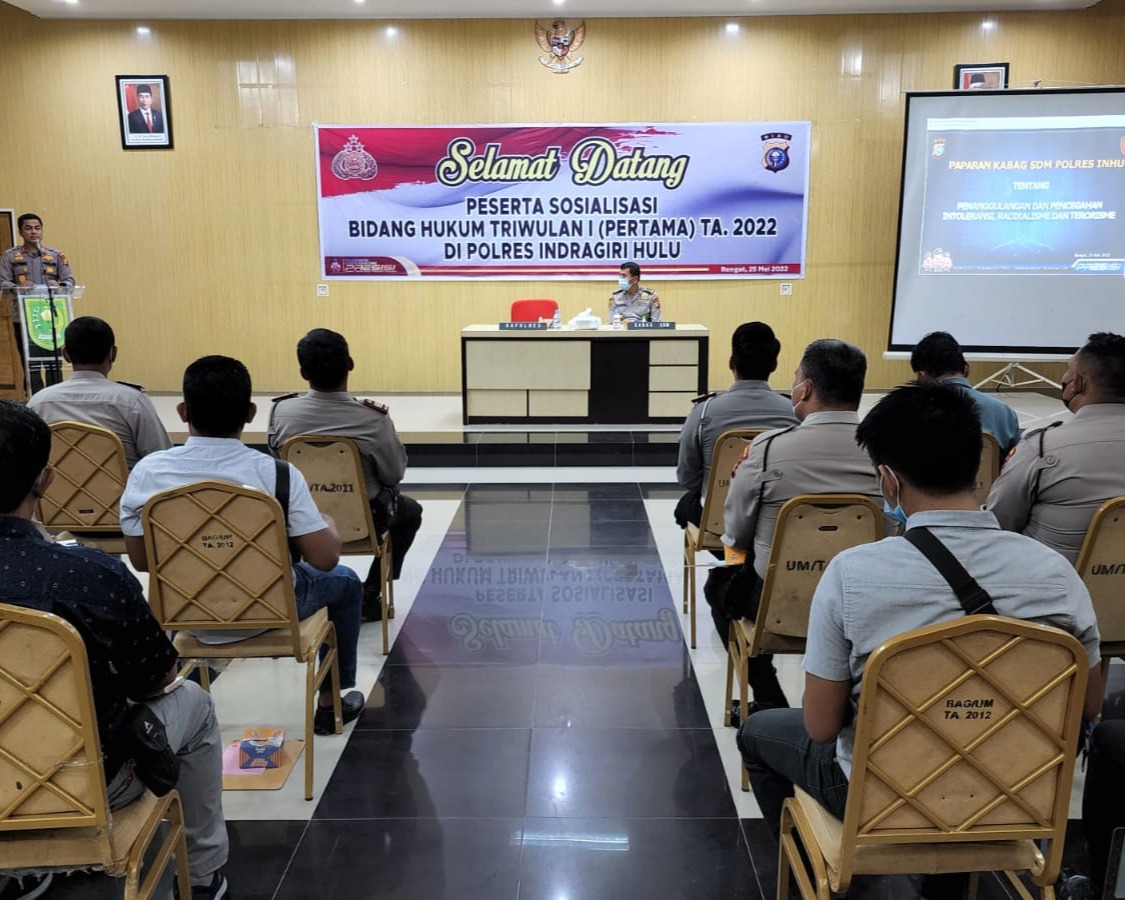 Kapolres Inhu Pimpin Sosialisasi Bidang Hukum Triwulan 1 Tahun 2022