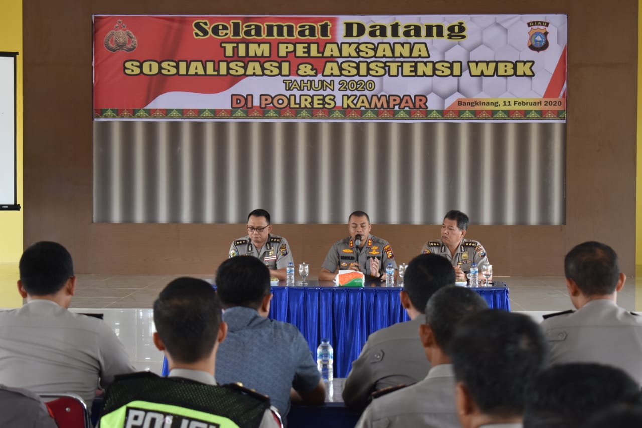 Tim Penilai Zona Integritas Internal Polda Riau, Lakukan Sosialisasi dan Asistensi di Polres Kampar