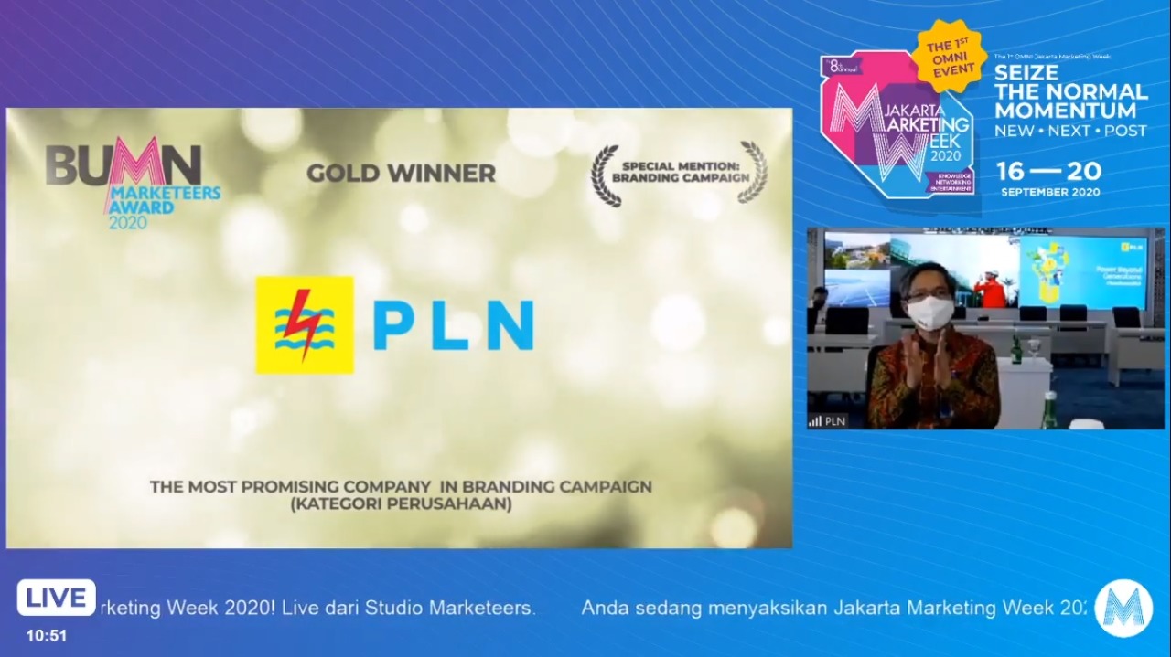 PLN Meraih 3 Penghargaan Dalam Ajang BUMN Marketeers Award 2020