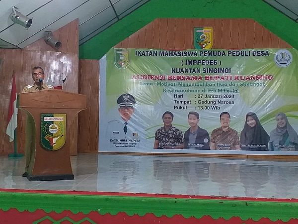 Bupati Kuansing Memberikan Motivasi Generasi Milenial Menumbuhkan Jiwa Kewirausahaan