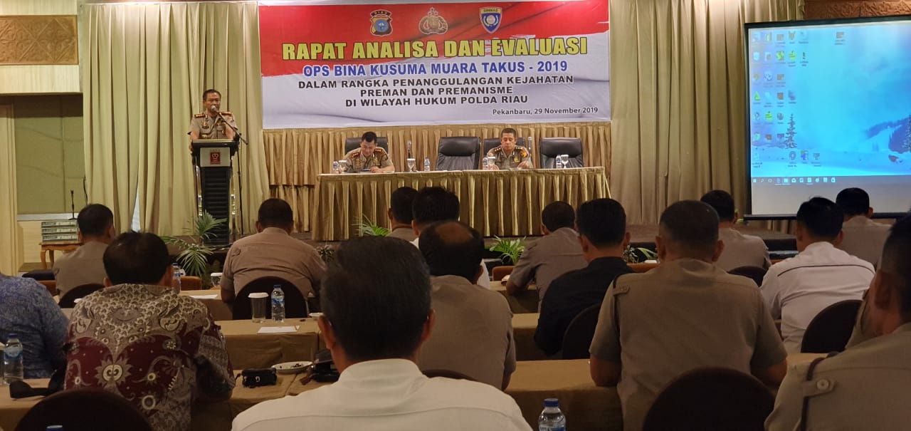 Polda Riau Gelar Rapat Analisa dan Evaluasi Ops Bina Kusuma Muara Takus 2019