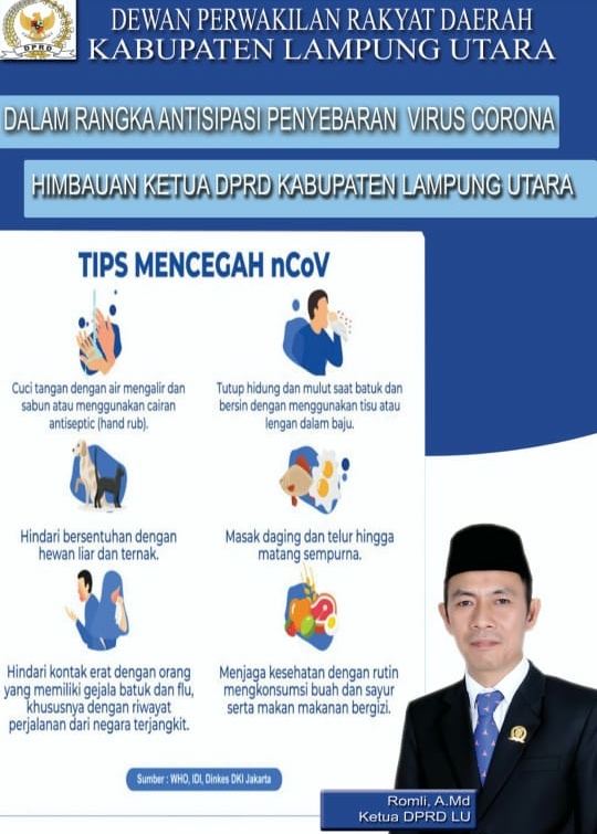 Cegah Wabah Virus Corona, Ini Himbauan Ketua DPRD Lampung Utara