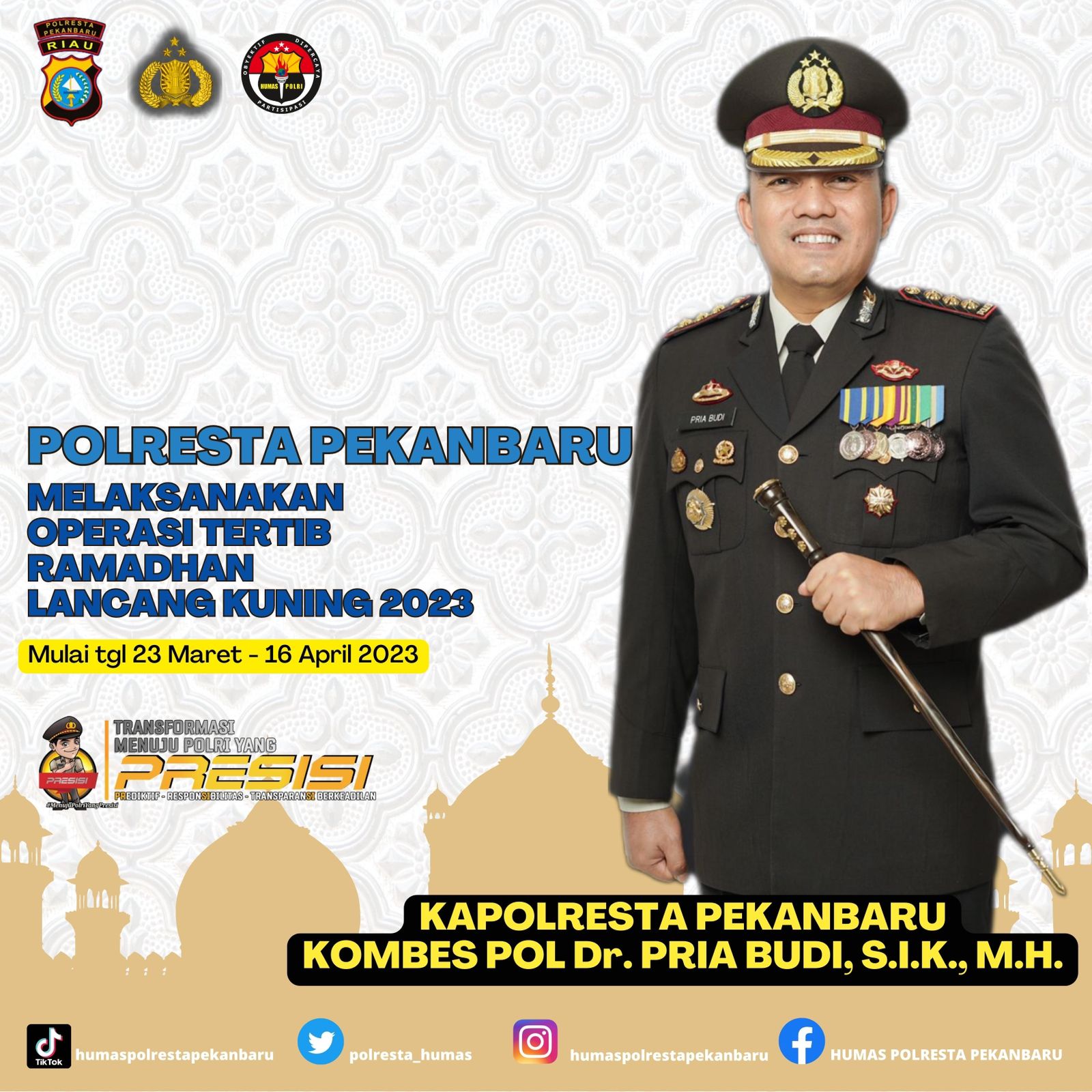 Polresta Pekanbaru Dan Jajaran Melaksanakan Operasi Tertib Ramadhan Lancang Kuning 2023