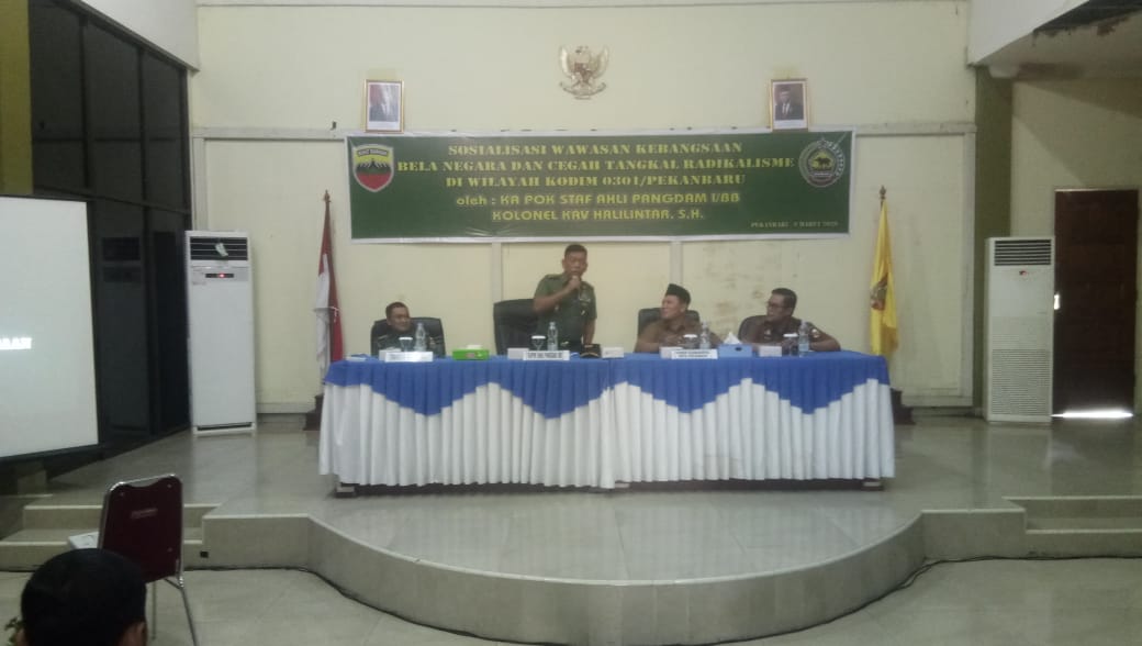 Kapok Staf Ahli Pangdam I/BB Hadiri Acara Sosialisasi Wasbang, Bela Negara dan Cegah Tangkal Radikalisme di Wilayah Kodim 0301/PBR