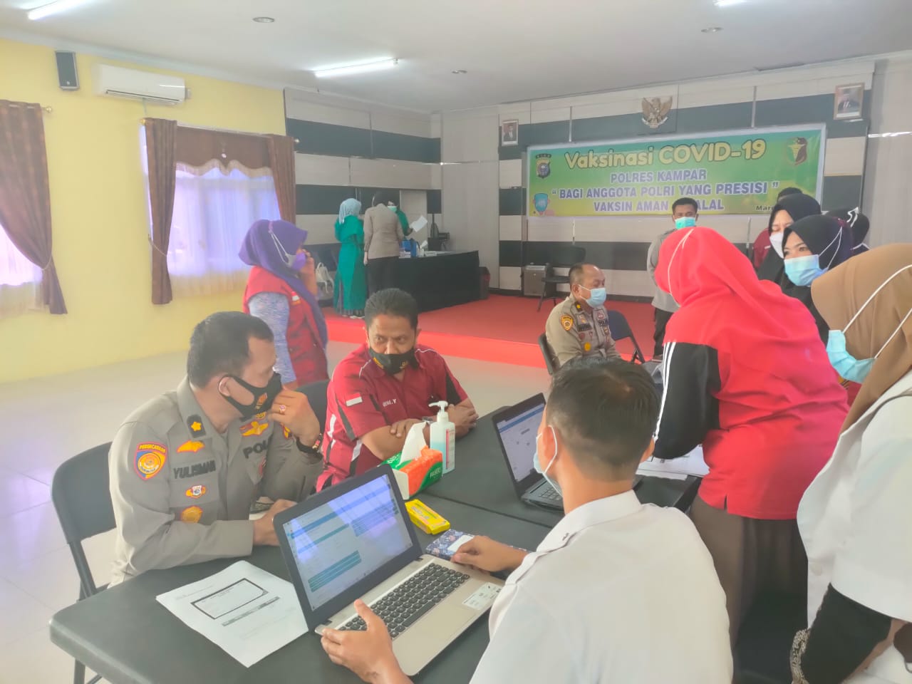 Hari Pertama Vaksinasi Covid-19, Sebanyak 46 Personel Polres Kampar Telah Divaksin