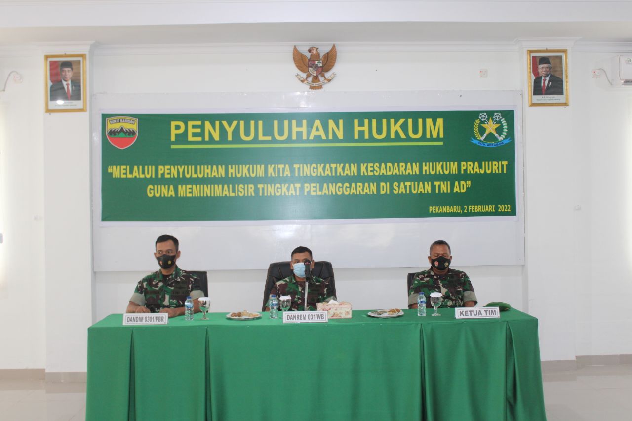 Kodim 0301/Pekanbaru Terima Penyuluhan Hukum Dari Kumdam 1/BB