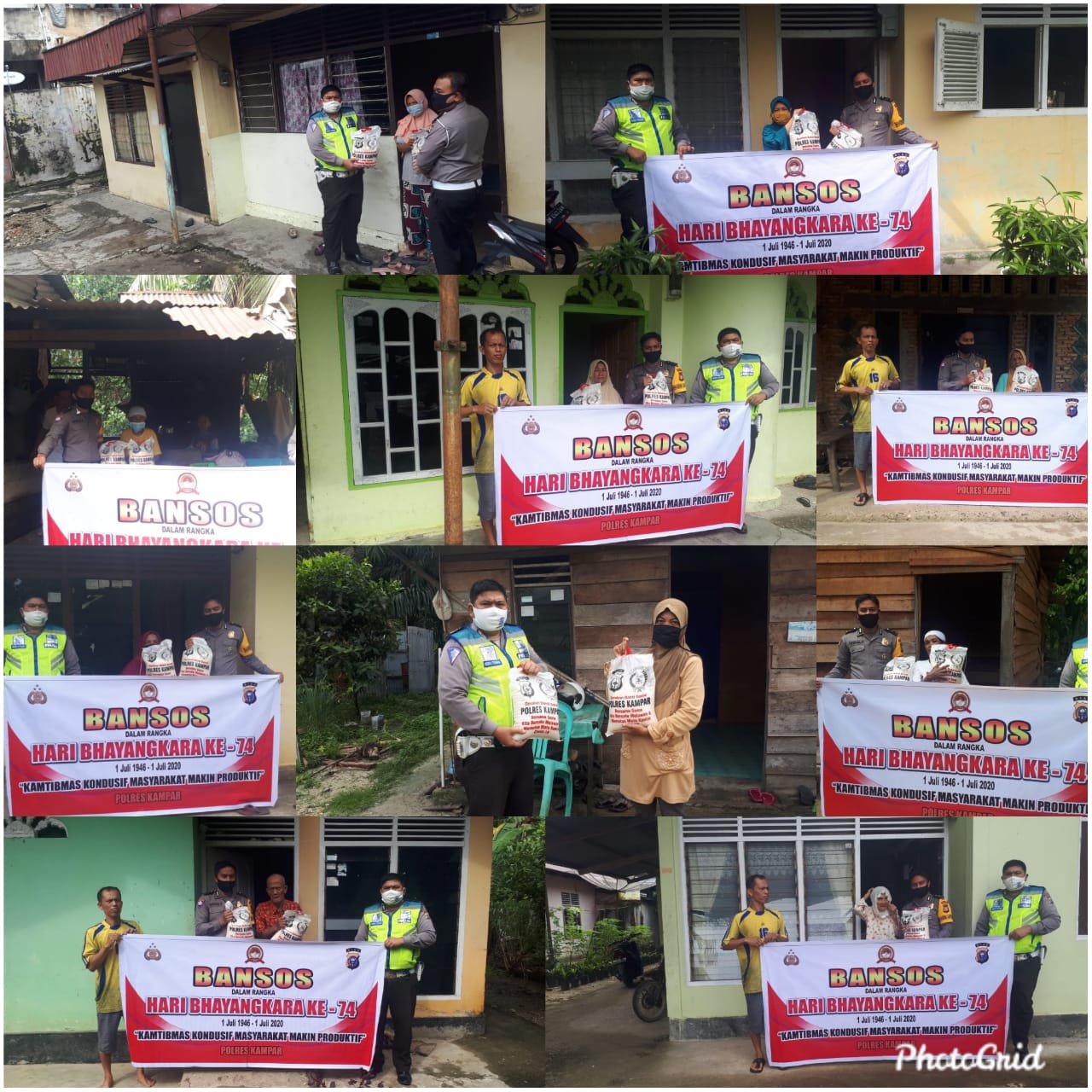 Hari ini Polres Kampar Kembali Bagikan 20 Karung Beras Dan 100 Masker Untuk Warga Kurang Mampu