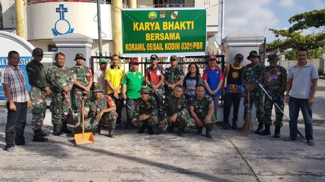 Danpos Bukit Raya Kodim 0301/Pekanbaru Pimpin Goro Gereja HKBP Beringin Indah
