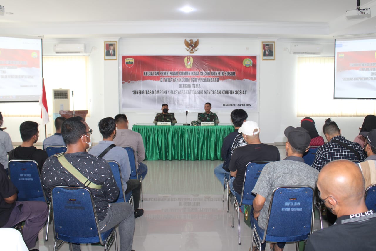 Kodim 0301/Pekanbaru Gelar Kegiatan Pembinaan Komunikasi Cegah Konflik Sosial Di Masyarakat