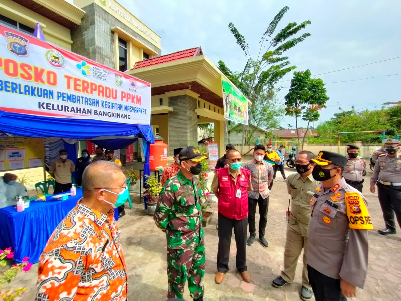 Forkopimda Kampar Tinjau Posko Terpadu PPKM Kelurahan Bangkinang Kecamatan Bangkinang Kota