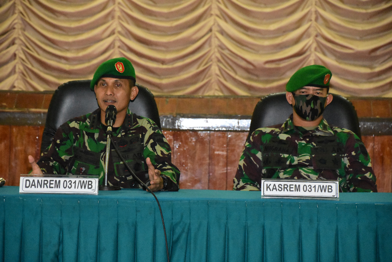 Danrem 031/WB : 1.291 Prajurit TNI Dikerahkan Dalam Penegakan Disiplin Protokol Kesehatan Covid-19 di Wilayah Provinsi Riau
