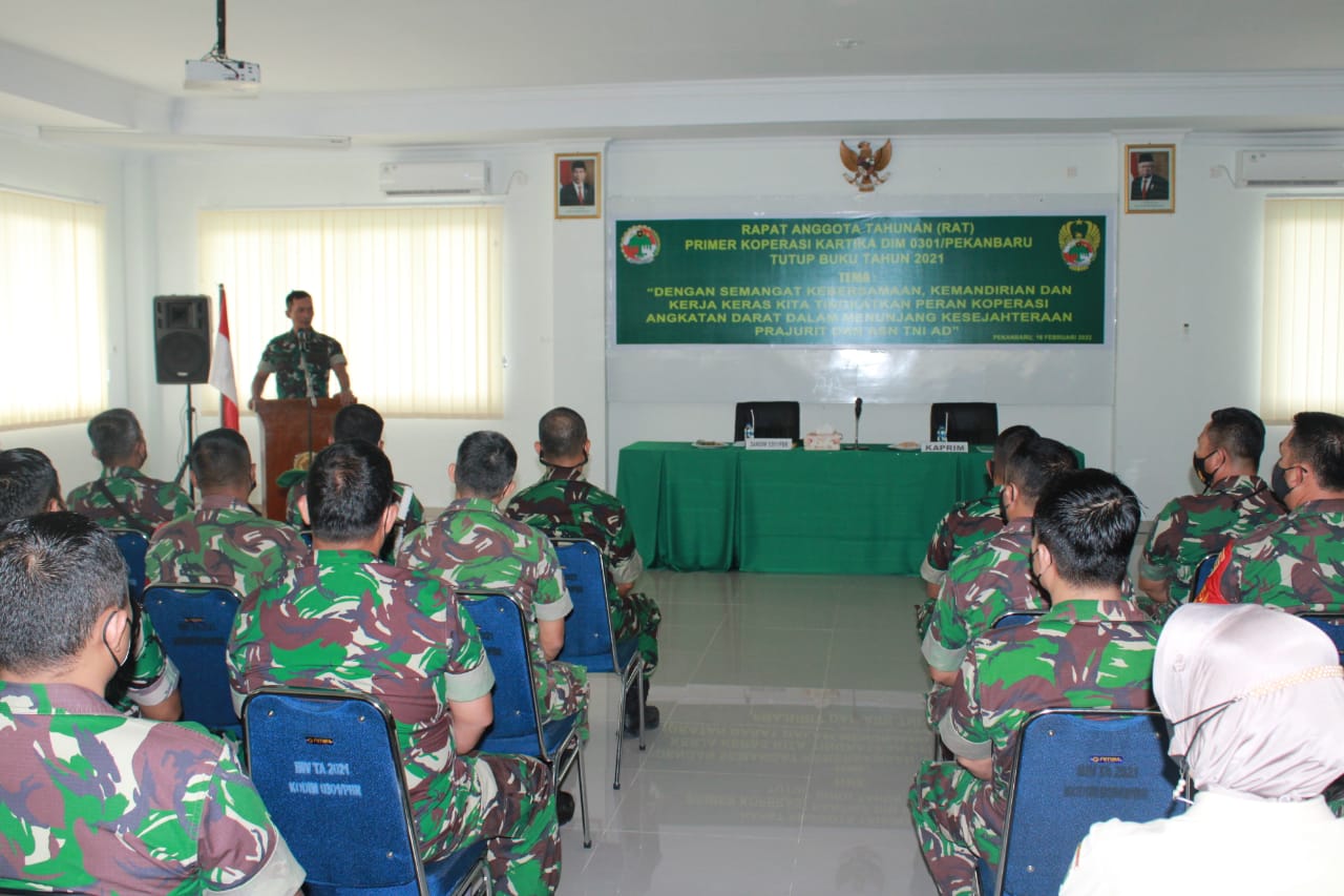Kodim 0301/PBR Gelar Rapat Anggota Tahunan (RAT) Primkop Kartika Tutup Buku TA 2021