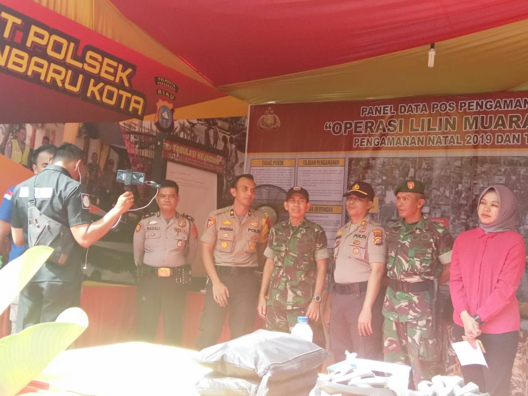 Pasi Ops Kodim 0301/Pekanbaru Bersama Kabag Ops Polresta Pekanbaru Laksanakan Peninjauan Pos Pam Nataru