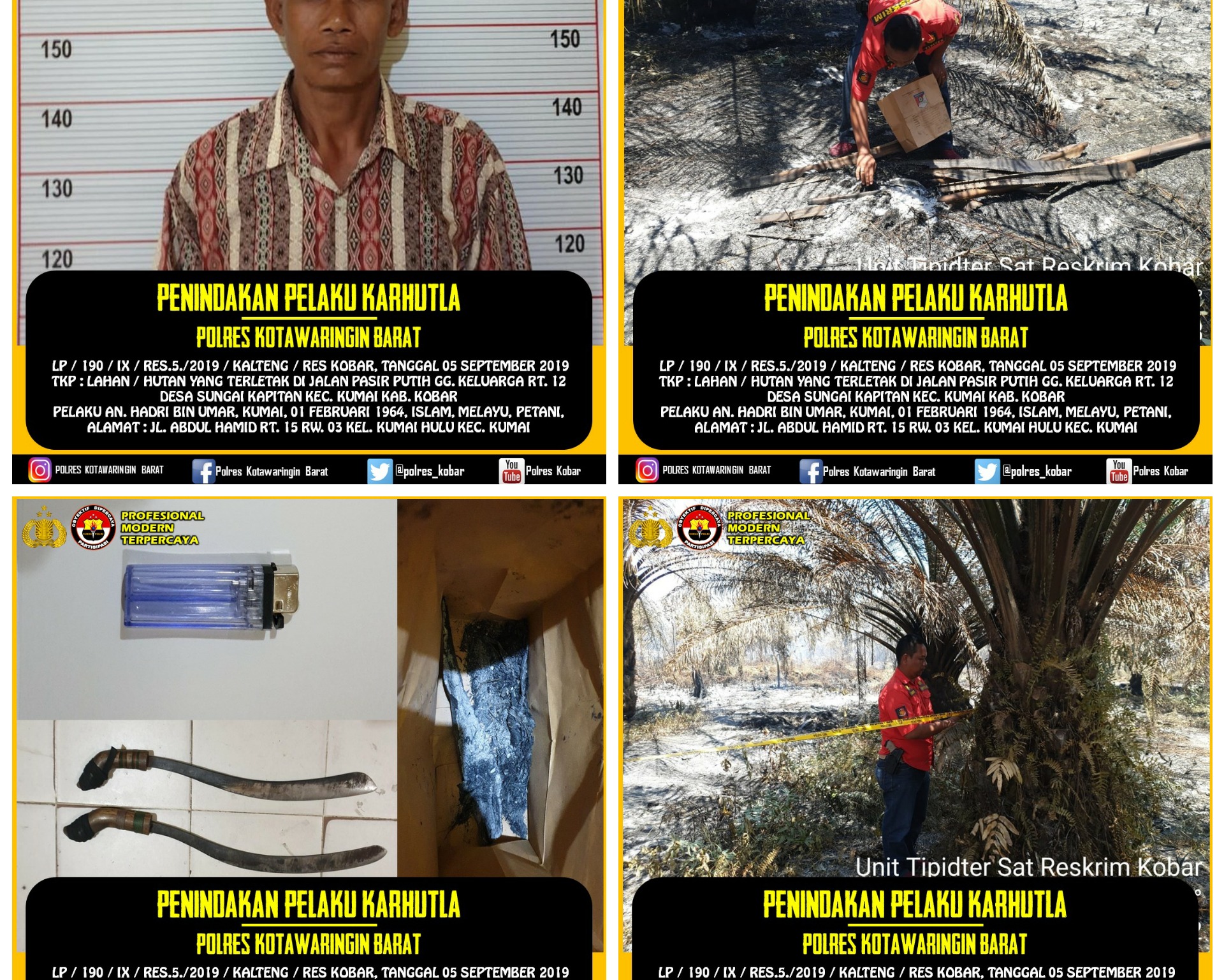 Pelaku Pembakaran Lahan di Desa Kumai Ditangkap Polres Kota Waringin Barat