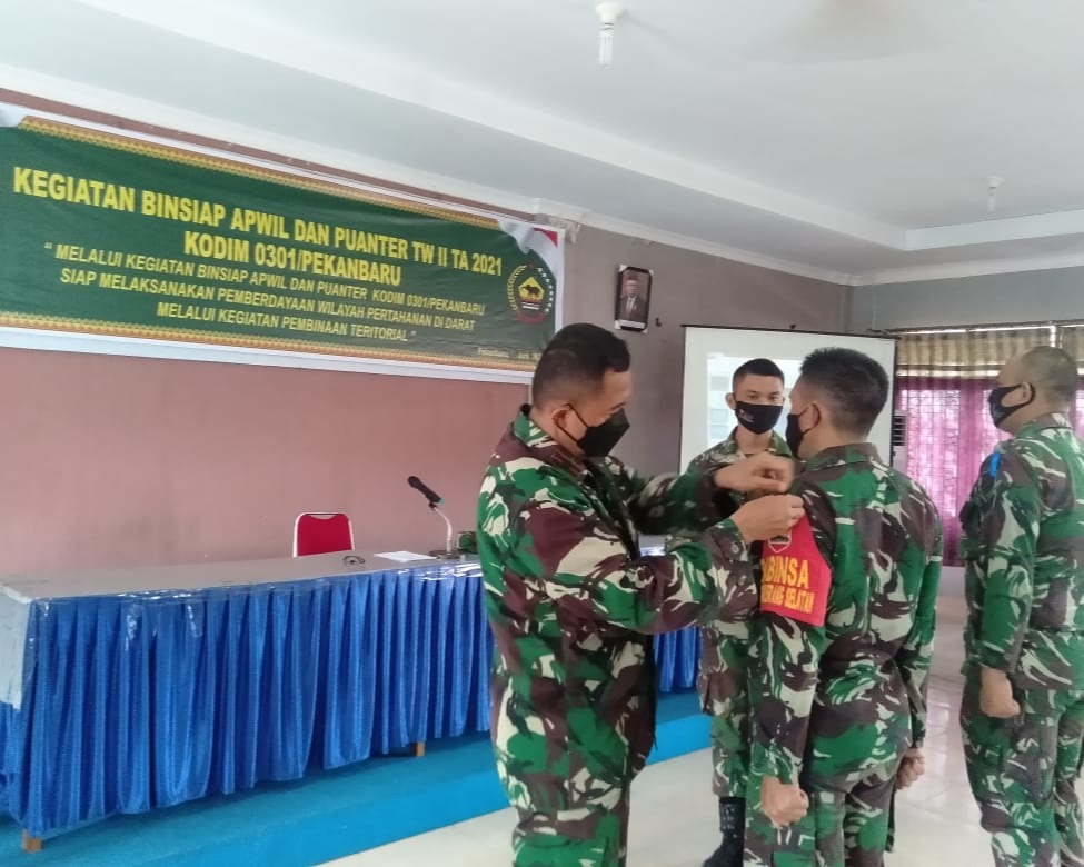 Kodim 0301/PBR Gelar Binsiap Apwil dan Puanter TW II TA 2021, 'Melalui Kegiatan Binsiap Apwil dan Puanter Kodim 0301/Pekanbaru Siap Melaksanakan Pemberdayaan Wilayah Pertahanan Di Darat Melalui Kegiatan Pembinaan Teritorial'
