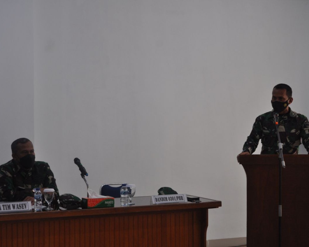 Kodim 0301/PBR Menerima Kunjungan Dari Tim Wasev Sterad Bidang Bakti TNI
