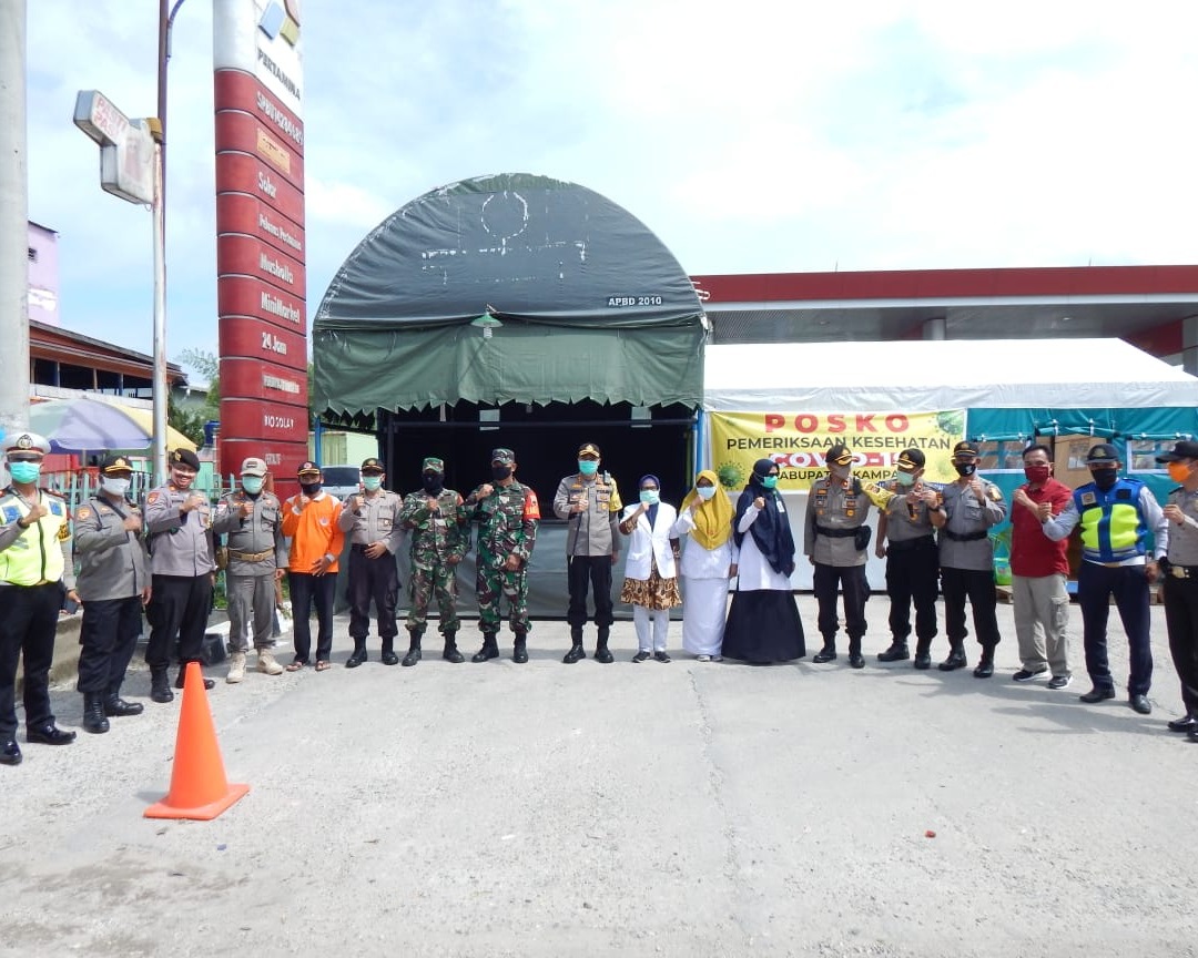 Kapolres Kampar Meninjau Pelaksanaan Pos Check Point Penanggulangan Covid-19