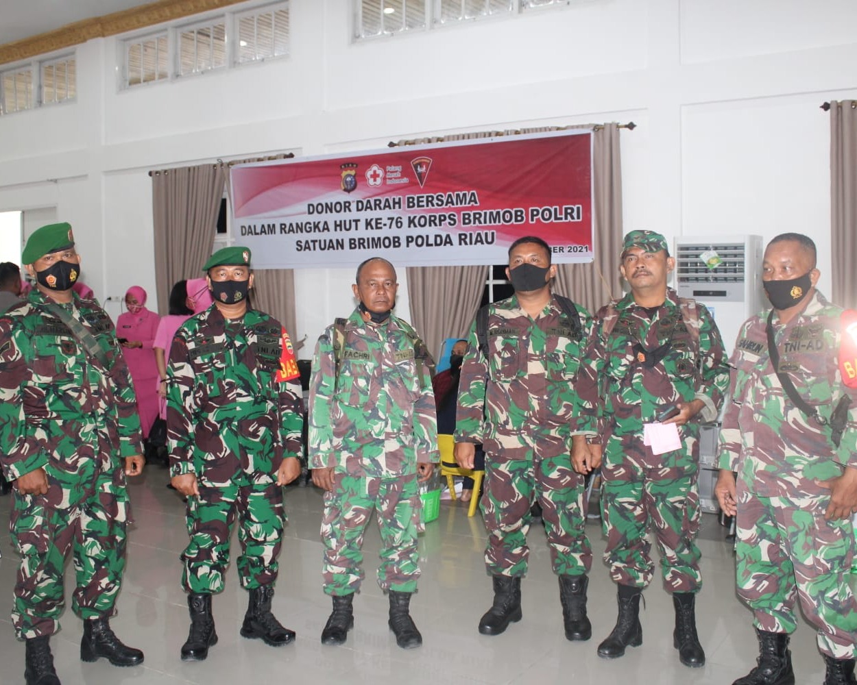HUT Brimob Ke-76, Kodim 0301/PBR Ikut Serta Dalam Kegiatan Bakti Sosial Donor Darah