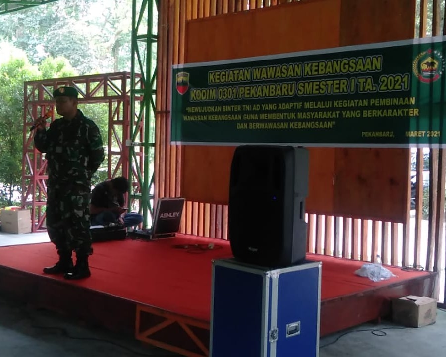Pasiter Kodim 0301/PBR Membuka Kegiatan Wawasan Kebangsaan Kodim 0301/PBR Semester I Tahun 2021 di Alam Mayang