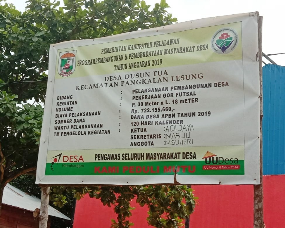 Berkat Dana Desa, Pembangunan Desa Dusun Tua Pelalawan Semakin Pesat