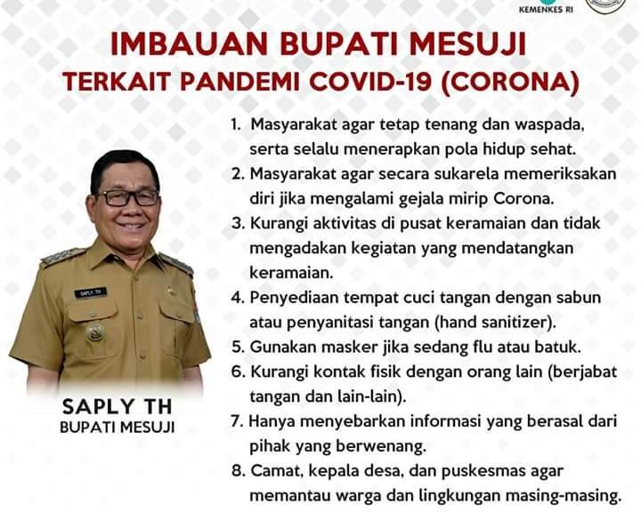 Bupati Mesuji Keluarkan Surat Edaran Tentang Perpanjangan Masa Belajar Di Rumah Bagi Peserta Didik Sampai 11 April 2020