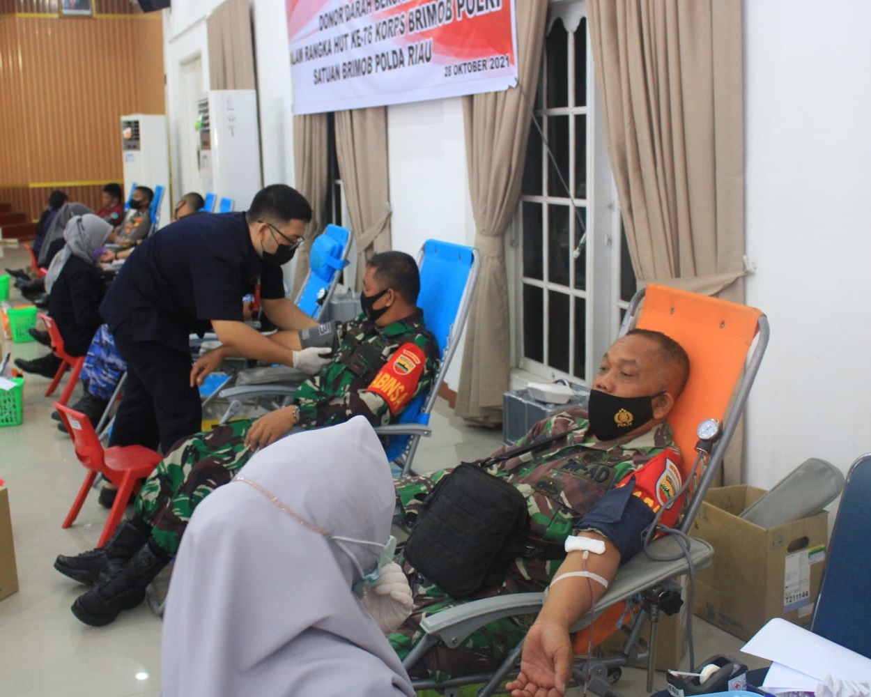 HUT Brimob Ke-76, Kodim 0301/PBR Ikut Serta Dalam Kegiatan Bakti Sosial Donor Darah