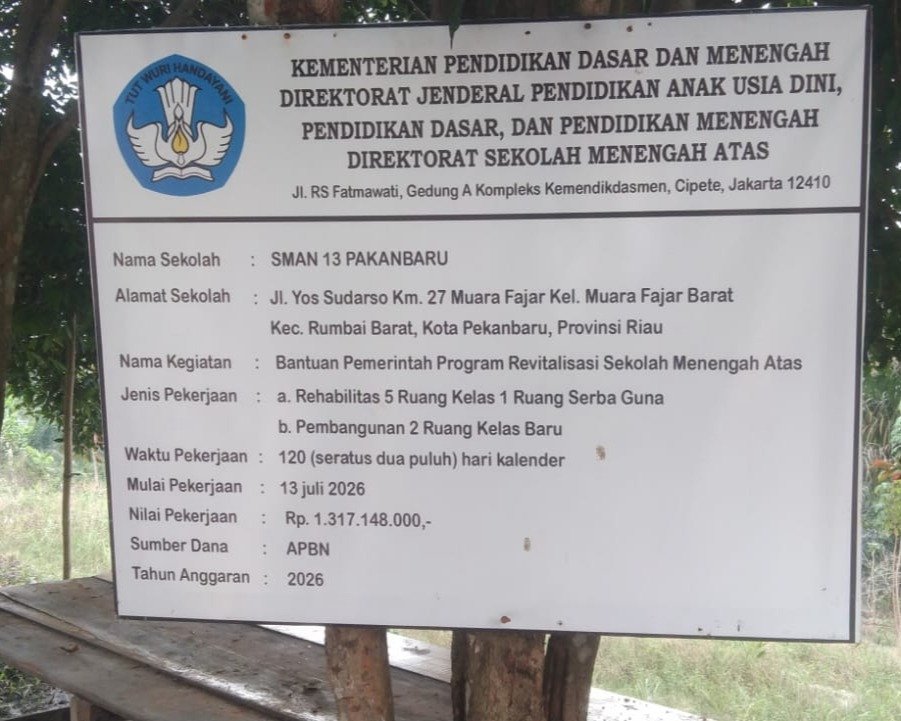 Revitalisasi SMAN 13 Pekanbaru Kusen Jendela Belum Terpasang, Kepsek Tidak Bersedia Ditemui