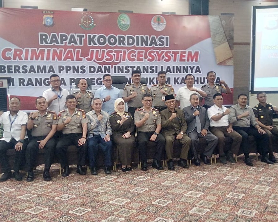 Kapolda Riau Hadiri Acara Rakor CJS Bersama PPNS dan Instansi, Dalam Rangka Penegakan Hukum Karhutla