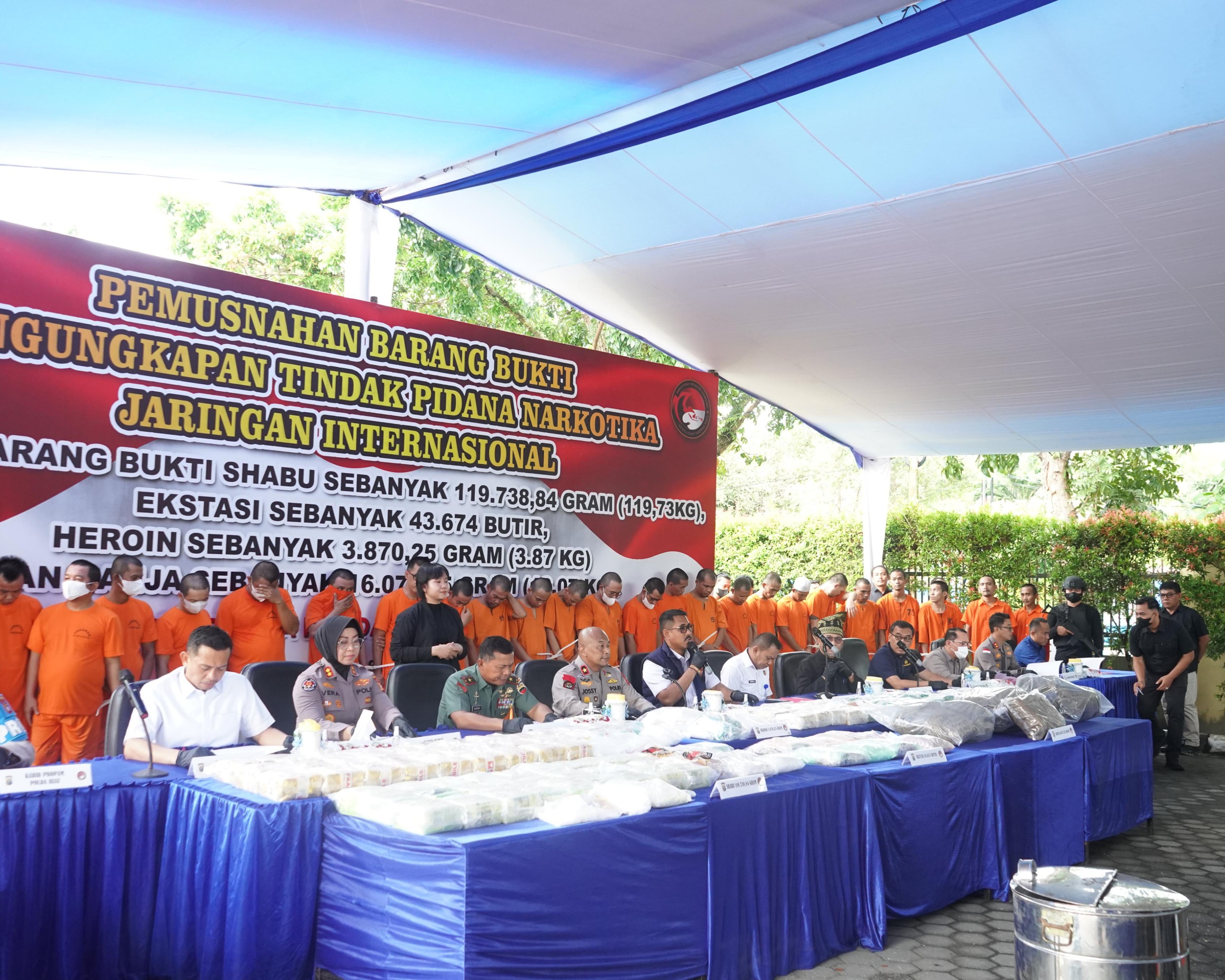 Polda Riau Gelar Pemusnahan Barang Bukti Narkoba