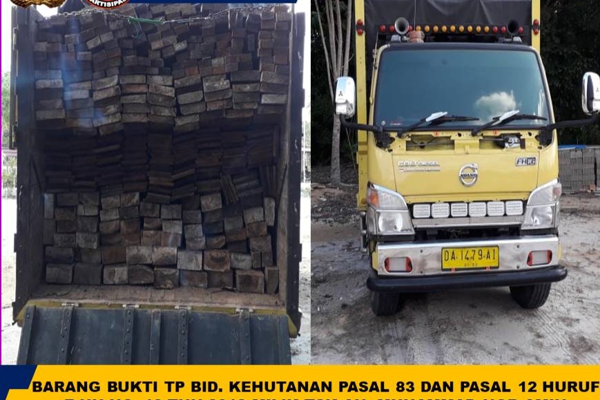 Polsek Gunung Bintang Awai Amankan Truk Bermuatan Kayu Ilegal