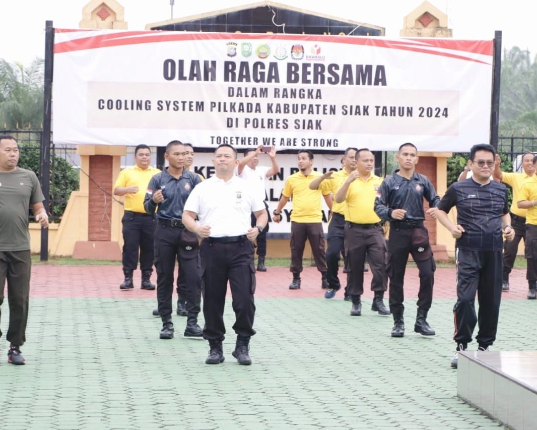 Menuju Pilkada Damai, Kapolres Siak Ajak Semua Paslon Bupati - Wakil Bupati Siak Olahraga Bersama