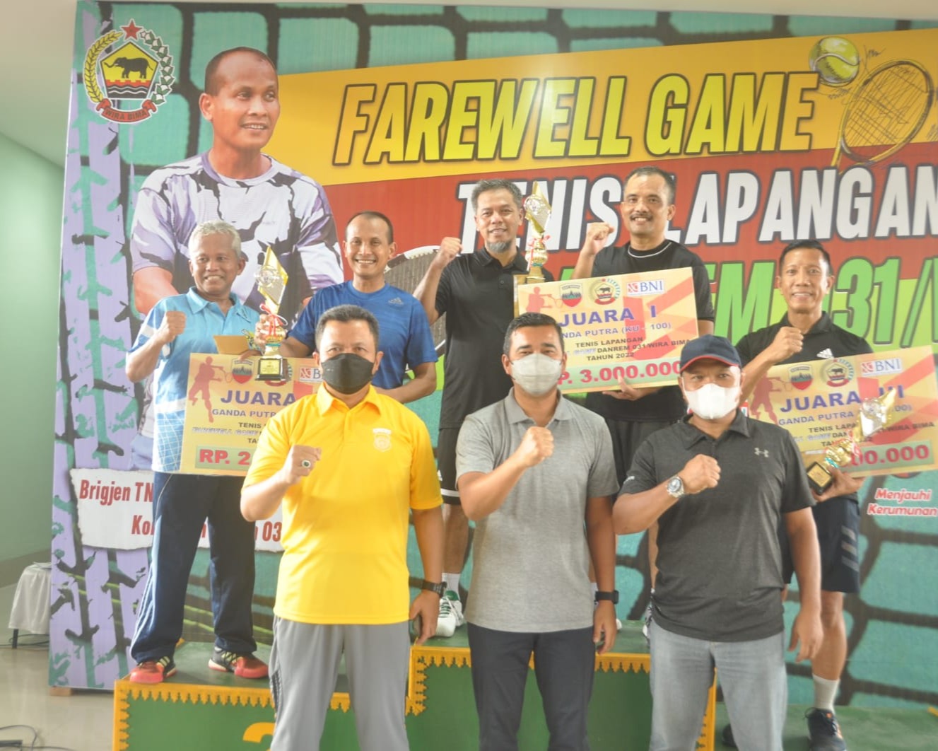 Dandim 0301/PBR Menghadiri Penutupan Kegiatan Farewell Game Tenis Lapangan Danrem 031/WB