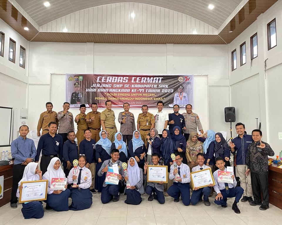 Polres Siak Gelar Cerdas Cermat Tingkat SMP Sederajat Se-Kabupaten Siak Meriahkan Hari Bhayangkara Ke-77 Tahun 2023