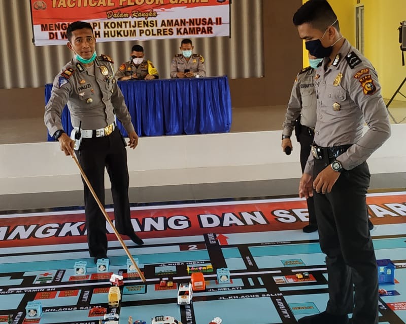 Polres Kampar Laksanakan Tactical Floor Games Untuk Kesiapan Hadapi Kontijensi Pada Operasi Aman Nusa II