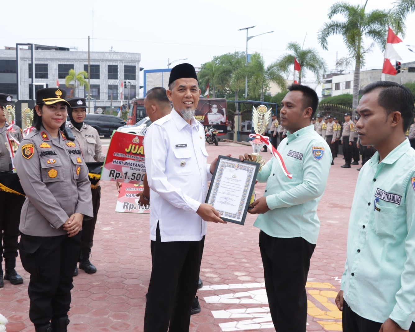Dalam Apel Ketua Satuan Keamanan Lingkungan (Kasat Kamling), Polres Dumai Meraih Juara I Lomba Satkamling Tingkat Polda Riau Tahun 2023