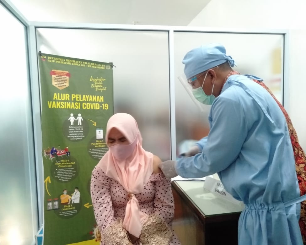 Vaksinasi Massal Kodim 0301/PBR, Targetkan 1100 Orang