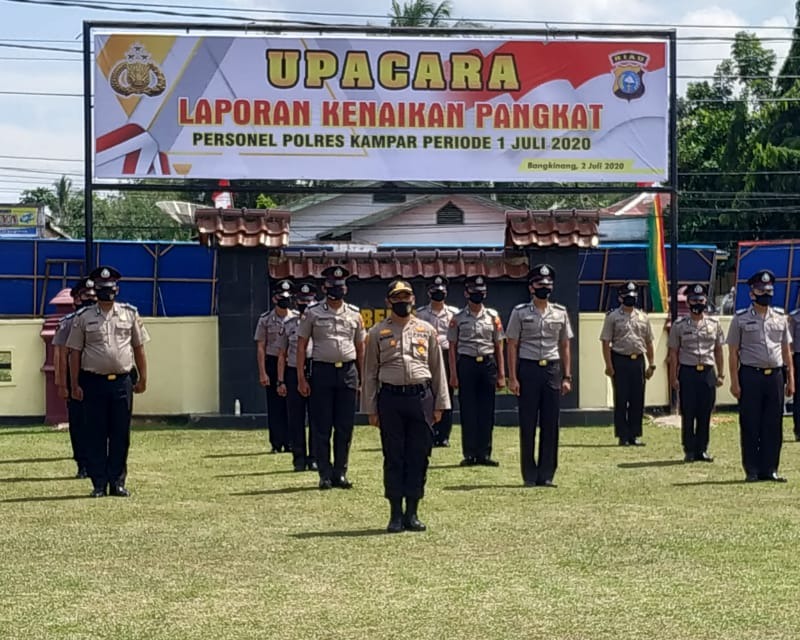 50 Personel Jajaran Polres Kampar Mendapat Kenaikan Pangkat Periode 1 Juli 2020, 1 Orang Kenaikan Pangkat Penghargaan