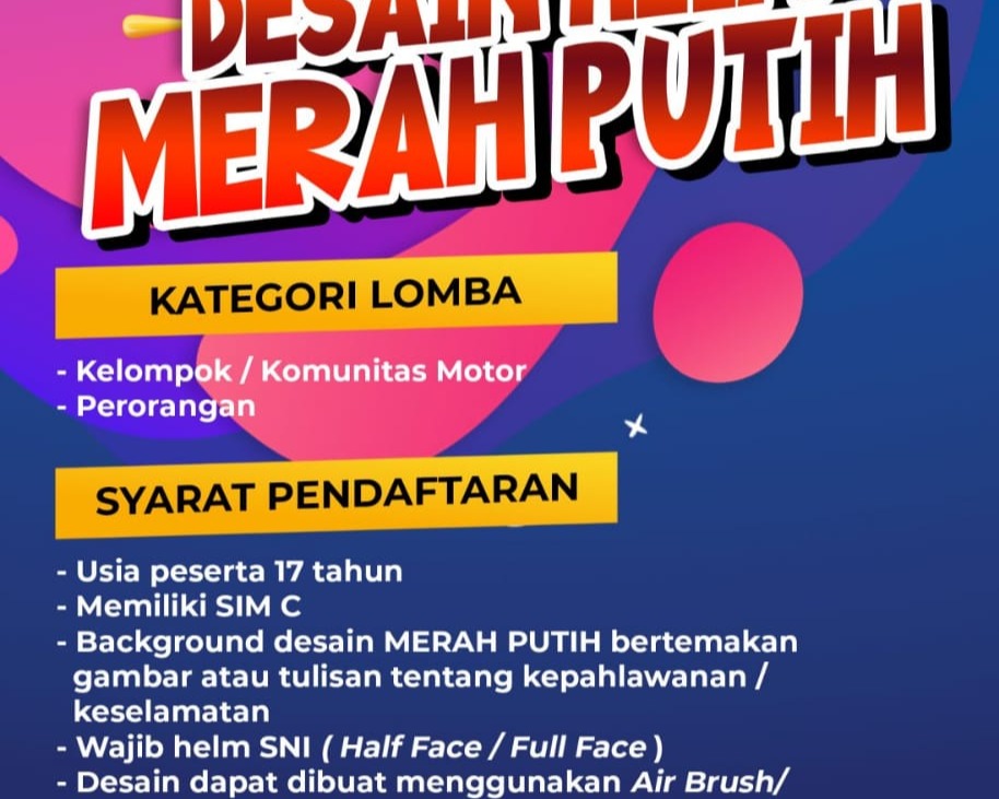 Ditlantas Polda Riau Gelar Lomba Desain Helm Merdeka, 'Semarak Merah Putih Yang Berkeselamatan'