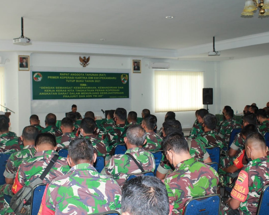 Kodim 0301/PBR Gelar Rapat Anggota Tahunan (RAT) Primkop Kartika Tutup Buku TA 2021