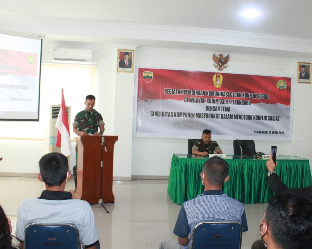 Kodim 0301/Pekanbaru Gelar Kegiatan Pembinaan Komunikasi Cegah Konflik Sosial Di Masyarakat