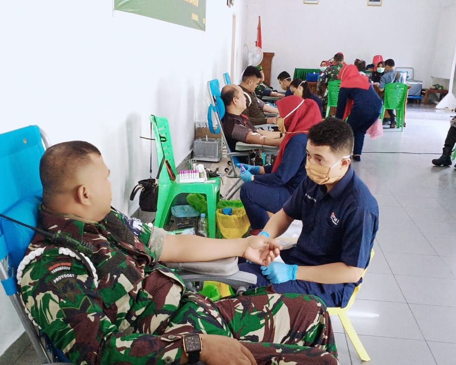 Hari Ke-2, Kodim 0301/Pekanbaru Bersama PMI Melaksanakan Baksos Donor Darah